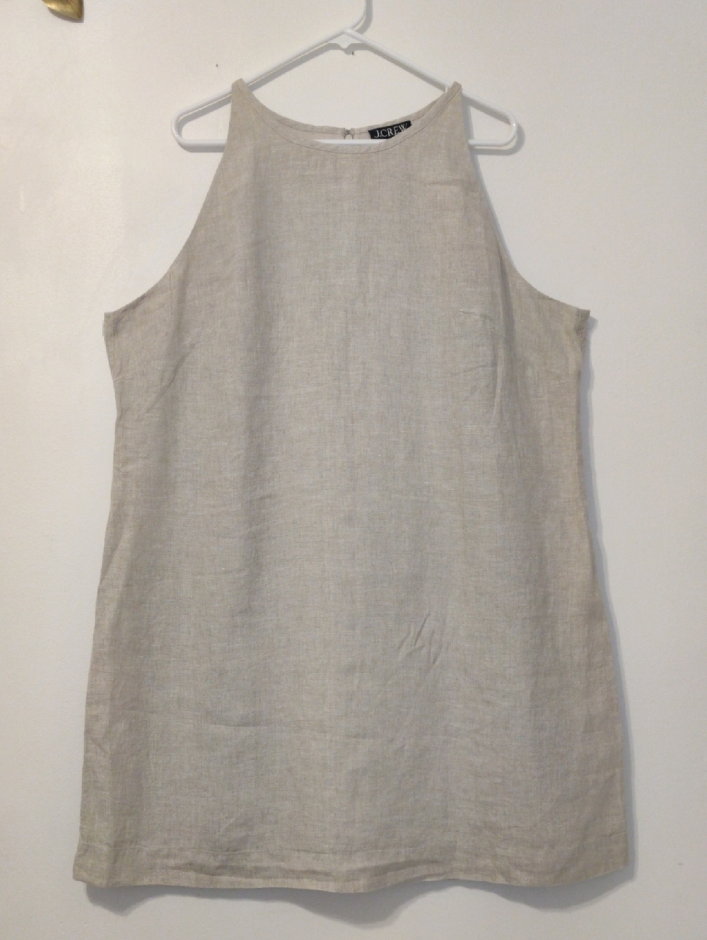 J. Crew Natural Beige Linen High Neck Sleeveless Dress